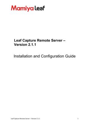 Leaf Capture Remote Server – Version 2.1.1