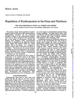 Regulation of Erythropoiesis in the Fetus and Newborn