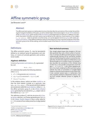 Affine Symmetric Group Joel Brewster Lewis¹*