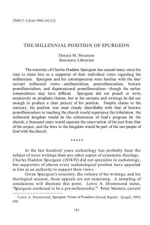 The Millennial Position of Spurgeon