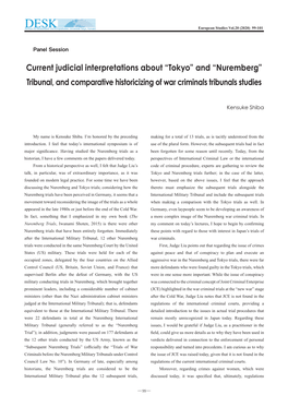 “Nuremberg” Tribunal, and Comparative Historicizing of War Criminals Tribunals Studies