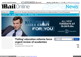 'Failing' Education Reforms Force Urgent Review of Academies | Mail