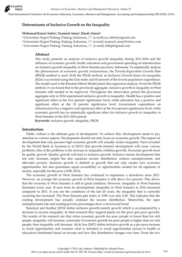 Determinants of Inclusive Growth on the Inequality Abstract Introduction