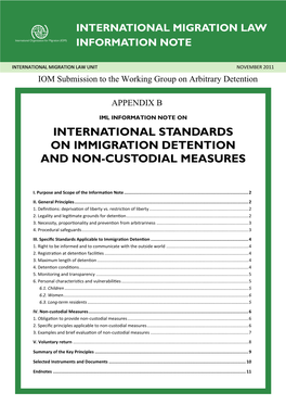 International Standards on Immigration Detention and Non-Custodial Measures
