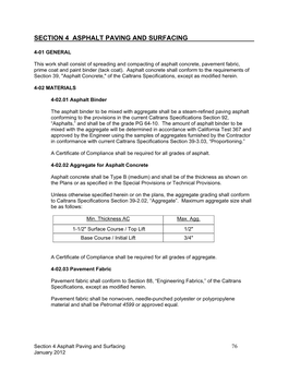 Section 4 Asphalt Paving and Surfacing