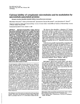 Calcium Lability of Cytoplasmic Microtubules and Its Modulation By