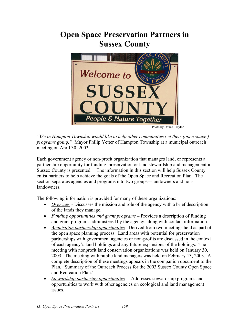 Open Space Preservation Partners in Sussex County