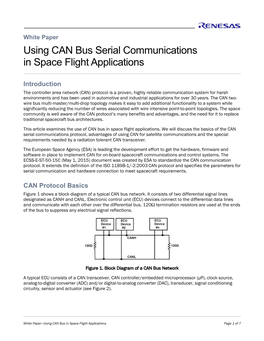 Using CAN Bus Serial Communications in Space Flight Applications