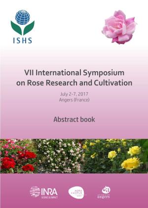 VII International Symposium on Rose Research and Cultivation July 2-7, 2017 Angers (France)