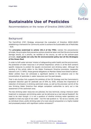 Sustainable Use of Pesticides Recommendations on the Review of Directive 2009/128/EC