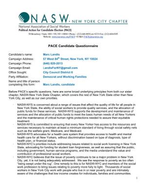 PACE Candidate Questionnaire