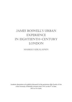 James Boswell's Urban Experience in Eighteenth-Century London