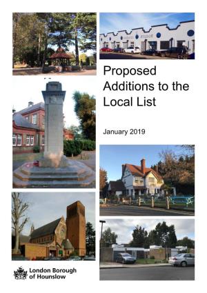 Proposed Additions to the Local List