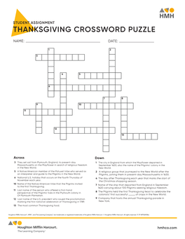 This HMH Thanksgiving Crossword Puzzle