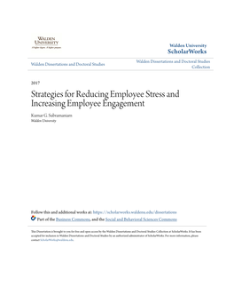 Strategies for Reducing Employee Stress and Increasing Employee Engagement Kumar G