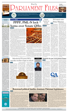 PPPP, PML-N Lock Horns Over Senate Qhrs