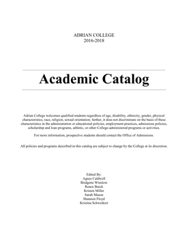 Academic Catalog ______