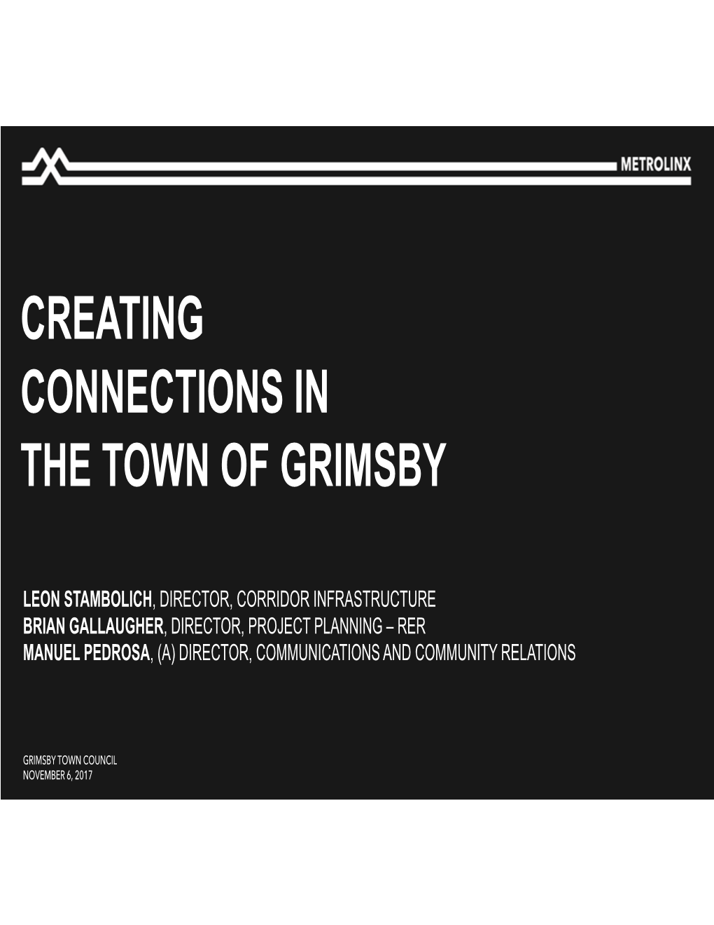 Creating Connections in the Town of Grimsby