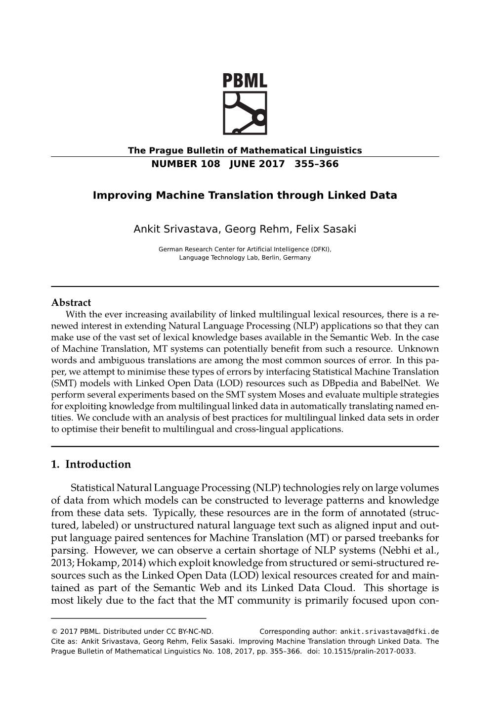 Improving Machine Translation Through Linked Data