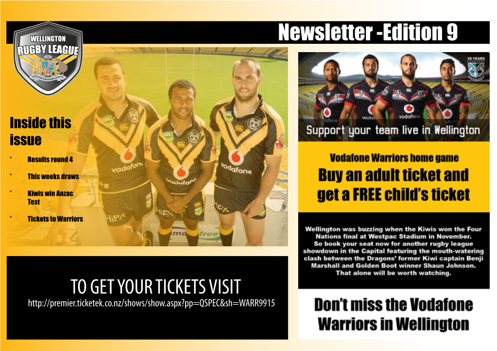 Newsletter -Edition 9 to GET YOUR TICKETS VISIT