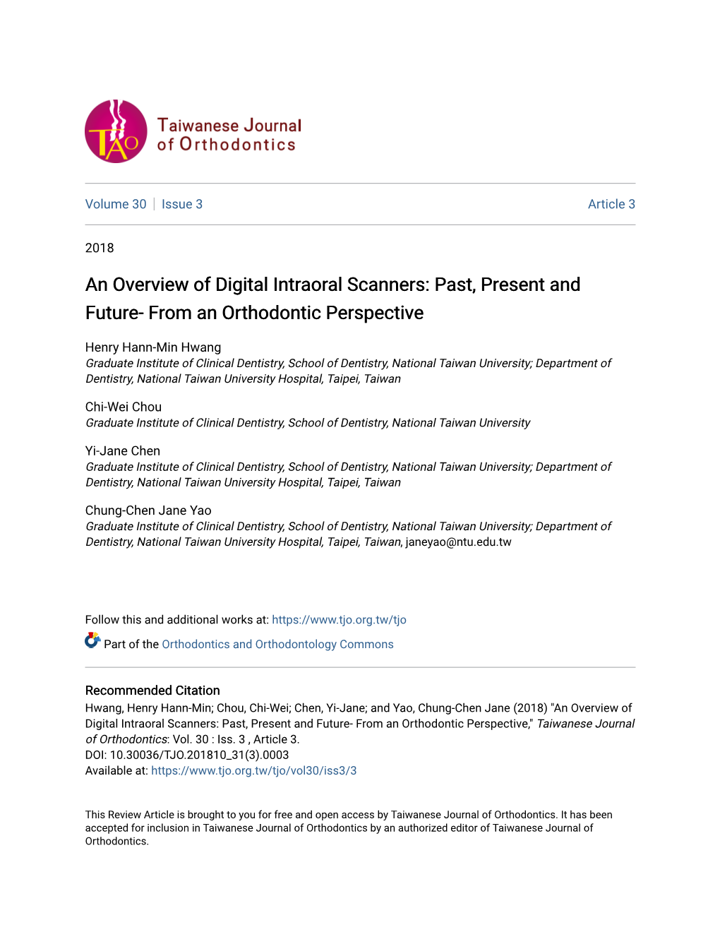 An Overview of Digital Intraoral Scanners: Past, Present and Future- from an Orthodontic Perspective