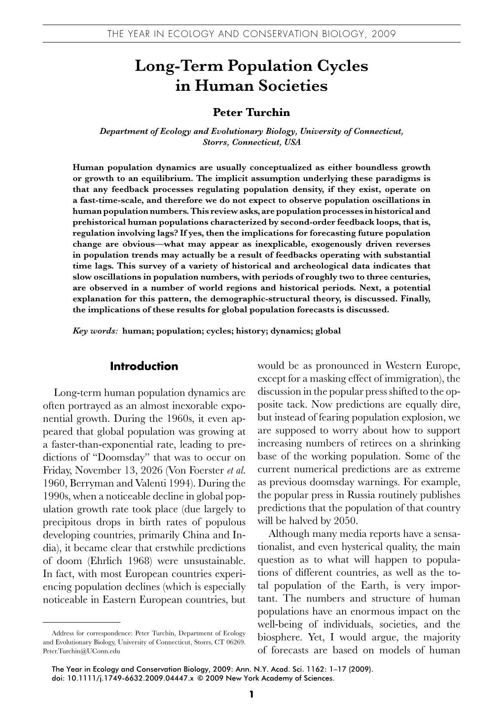 Long-Term Population Cycles in Human Societies