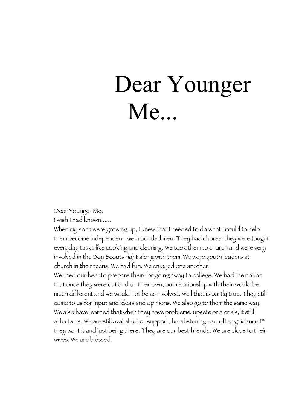 Dear Younger Me