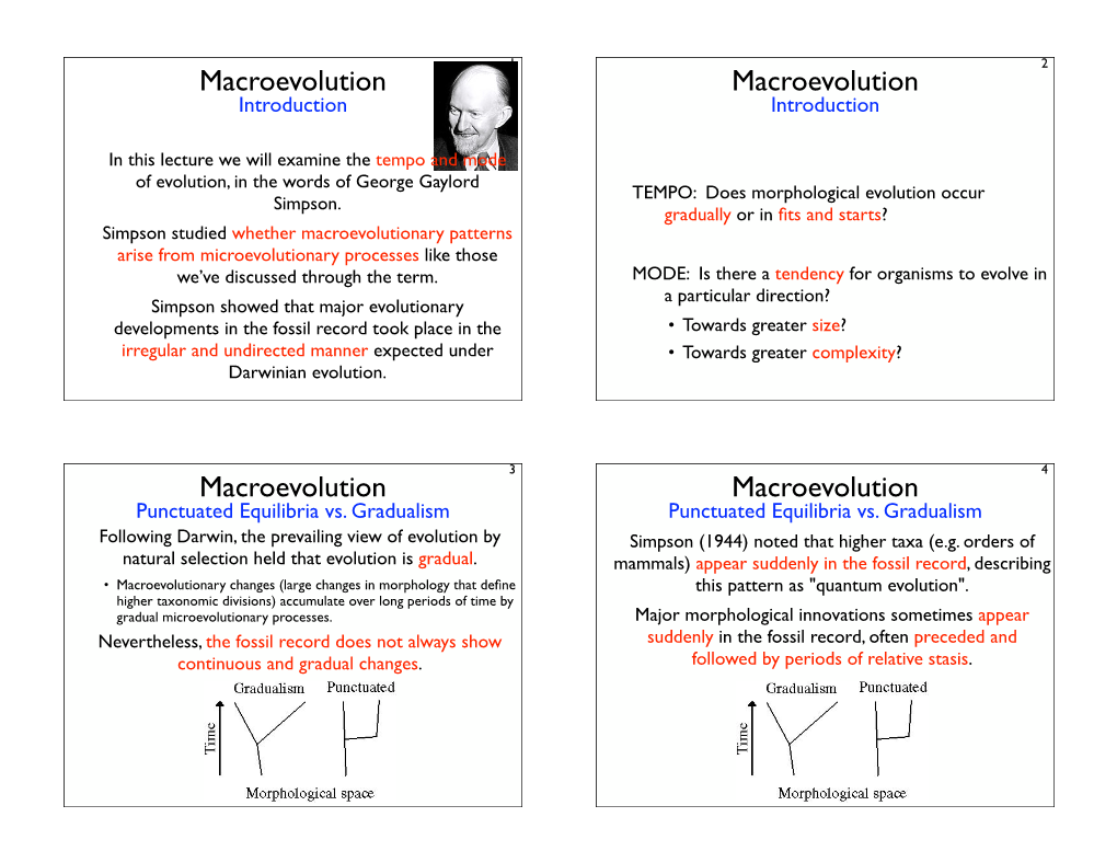 Macroevolution Macroevolution Macroevolution