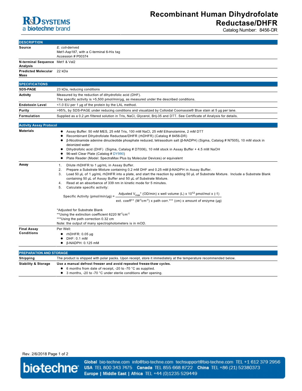 Recombinant Human Dihydrofolate Reductase/DHFR