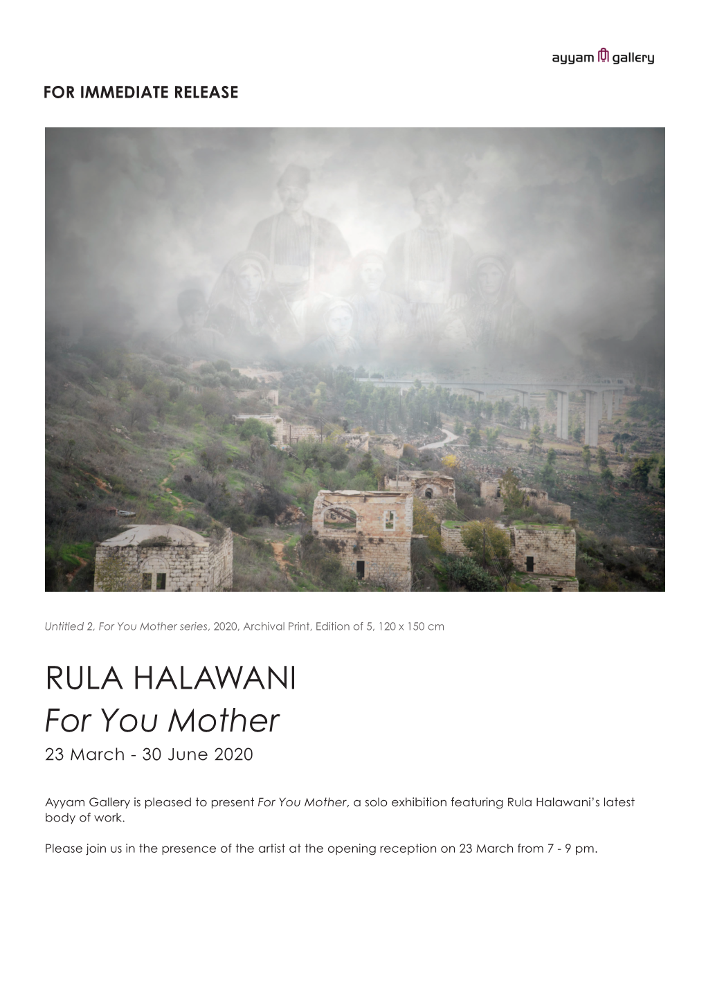 RULA HALAWANI for You Mother 23 March - 30 June 2020