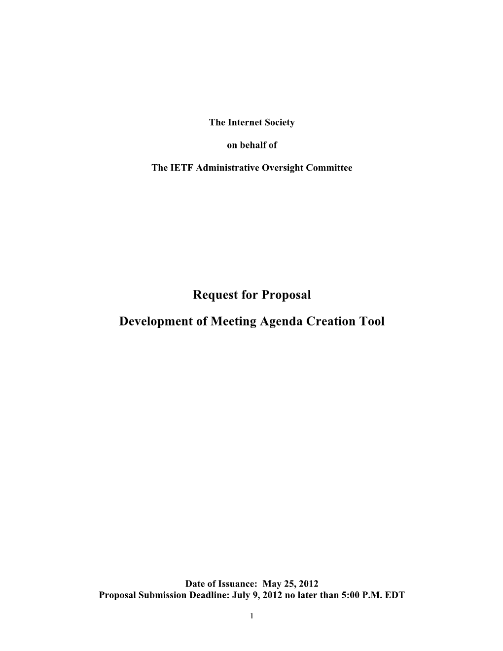 Request for Proposal Development of Meeting Agenda Creation Tool