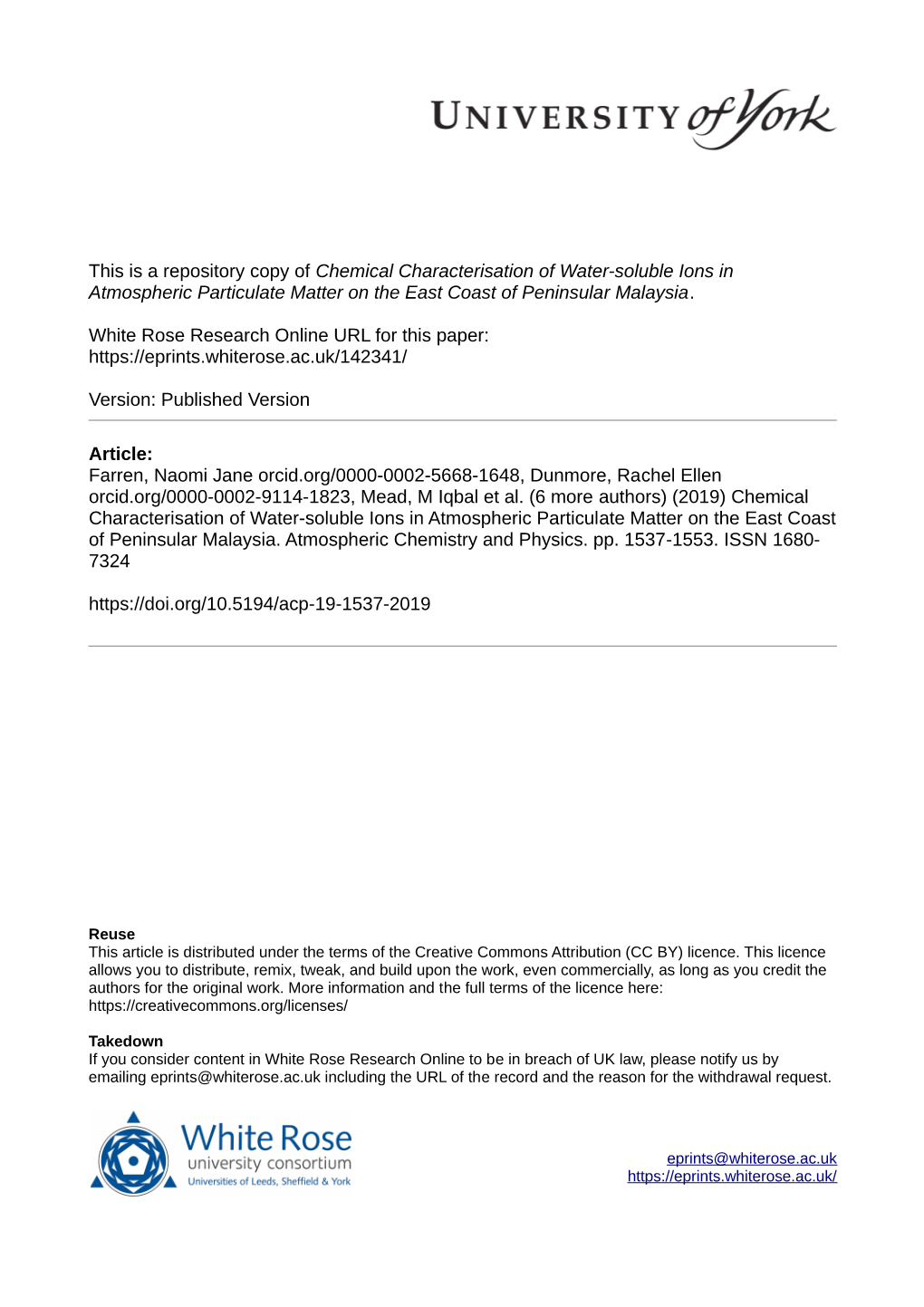 Chemical Characterisation of Water-Soluble Ions in Atmospheric Particulate Matter on the East Coast of Peninsular Malaysia