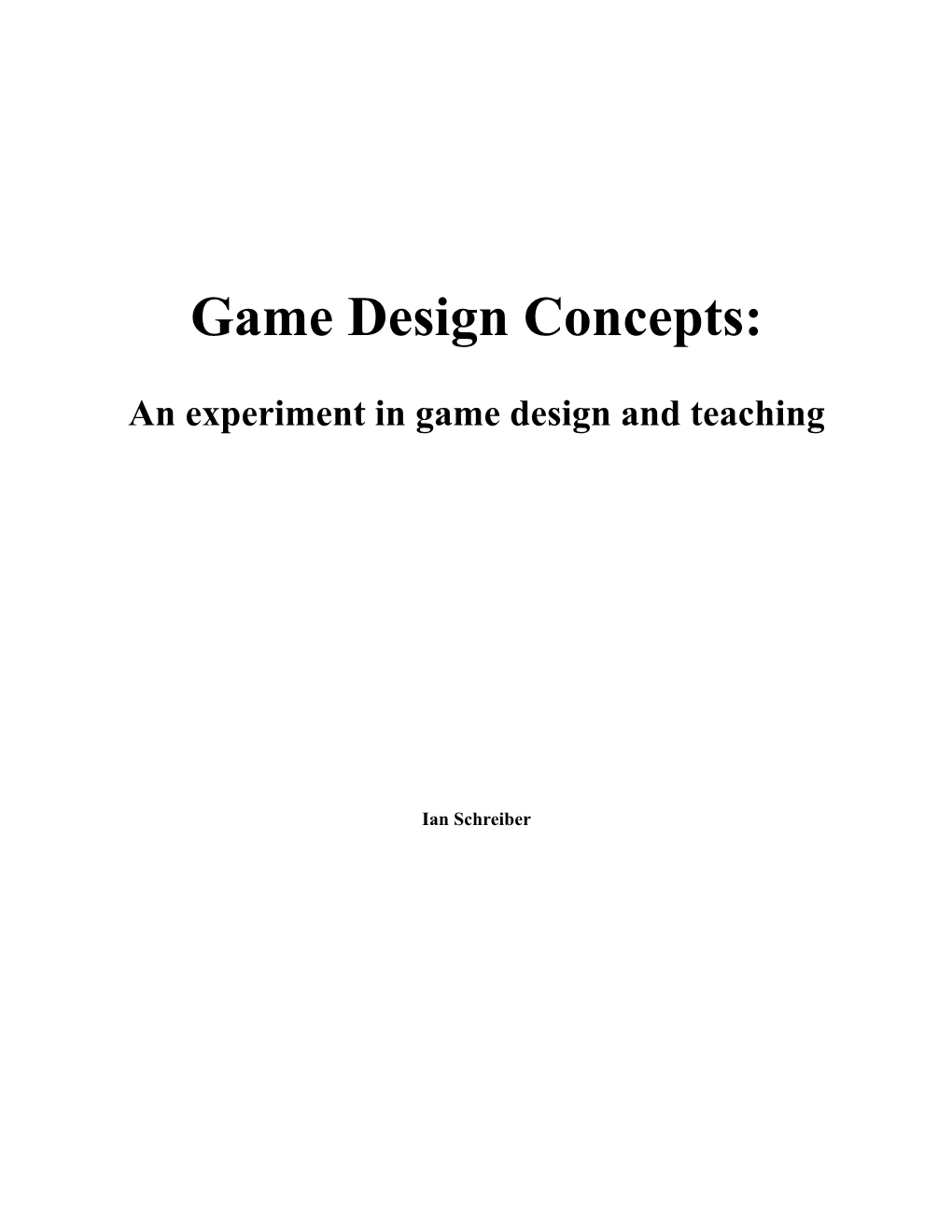 Game Design Concepts