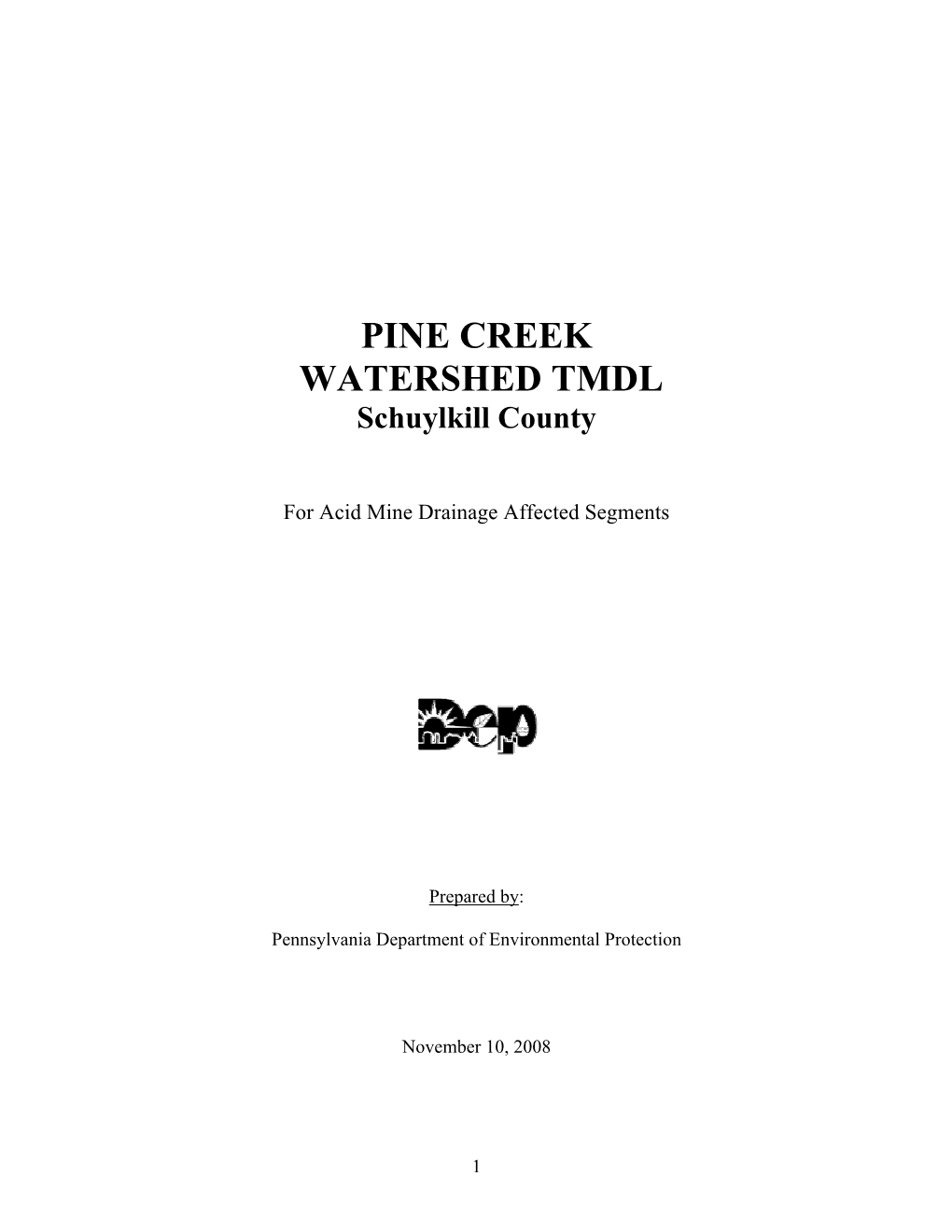 PINE CREEK WATERSHED TMDL Schuylkill County