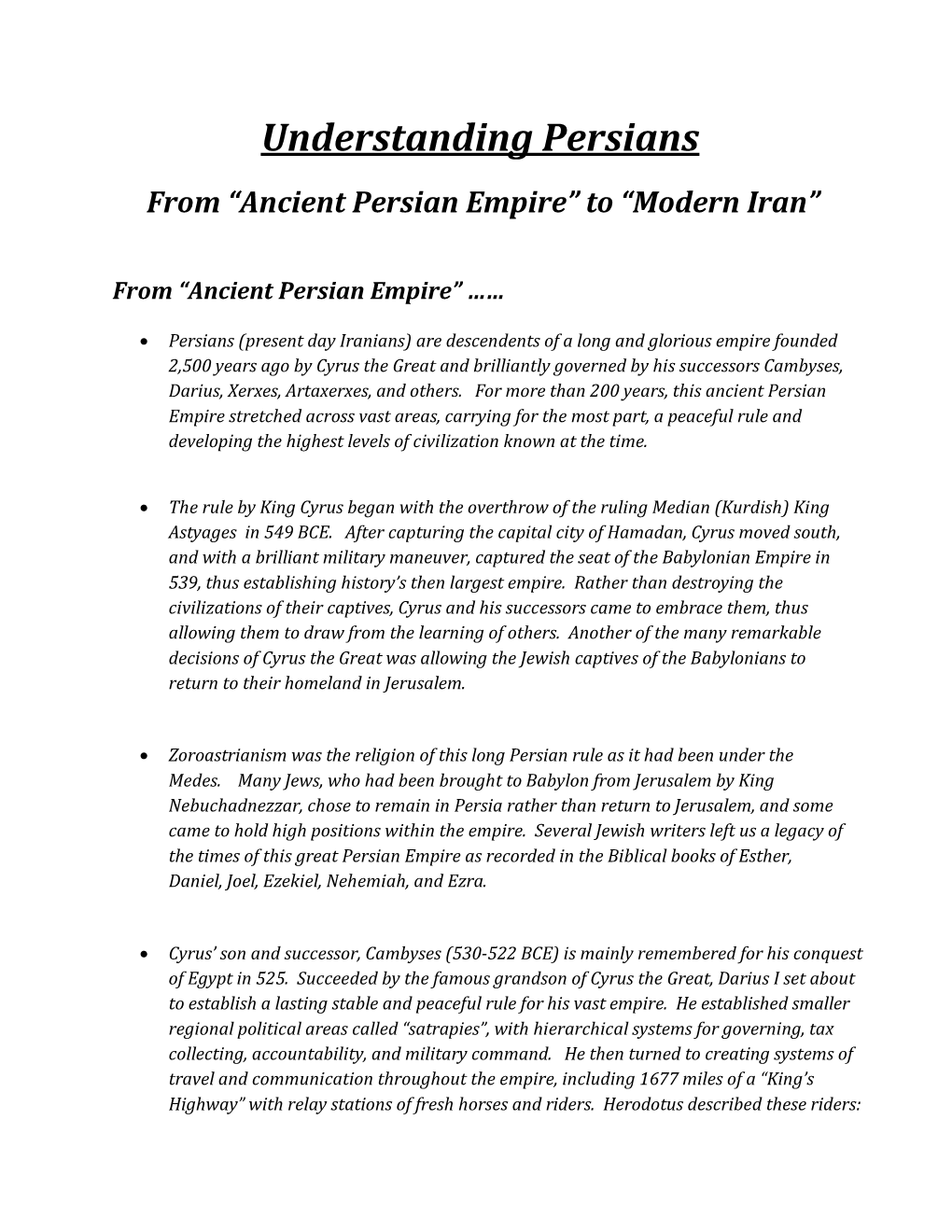 Understanding Persians from “Ancient Persian Empire” to “Modern Iran”