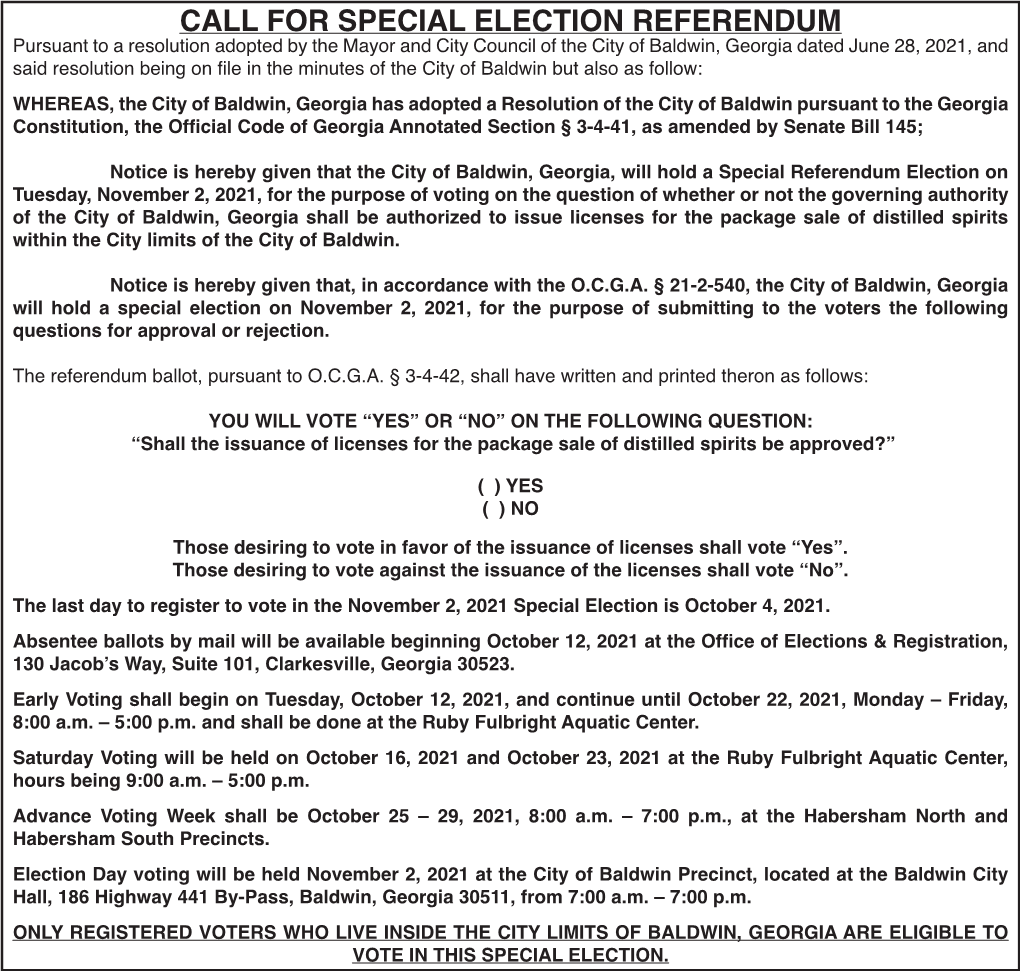 Special Referendum Election Notice