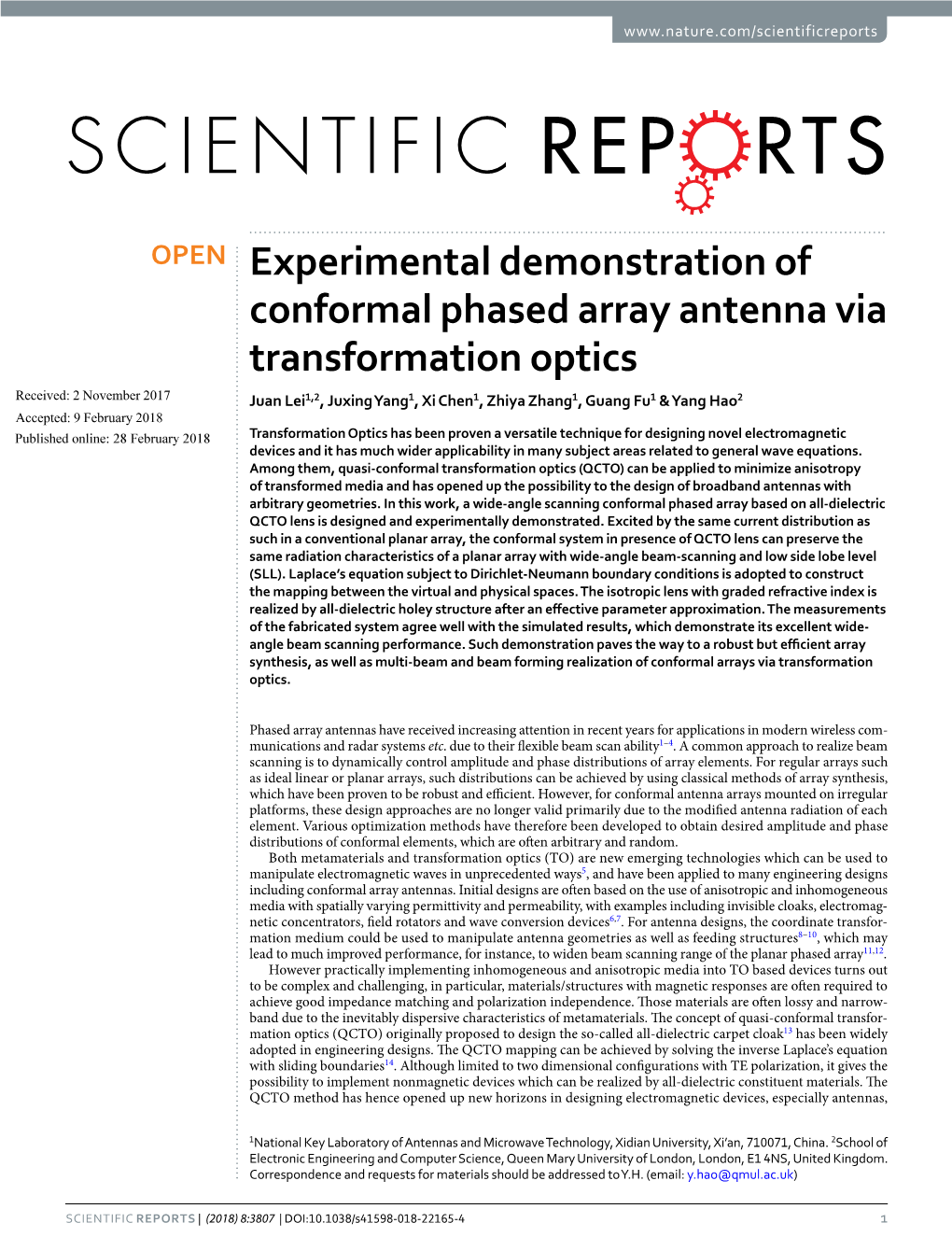 Experimental Demonstration of Conformal Phased Array Antenna