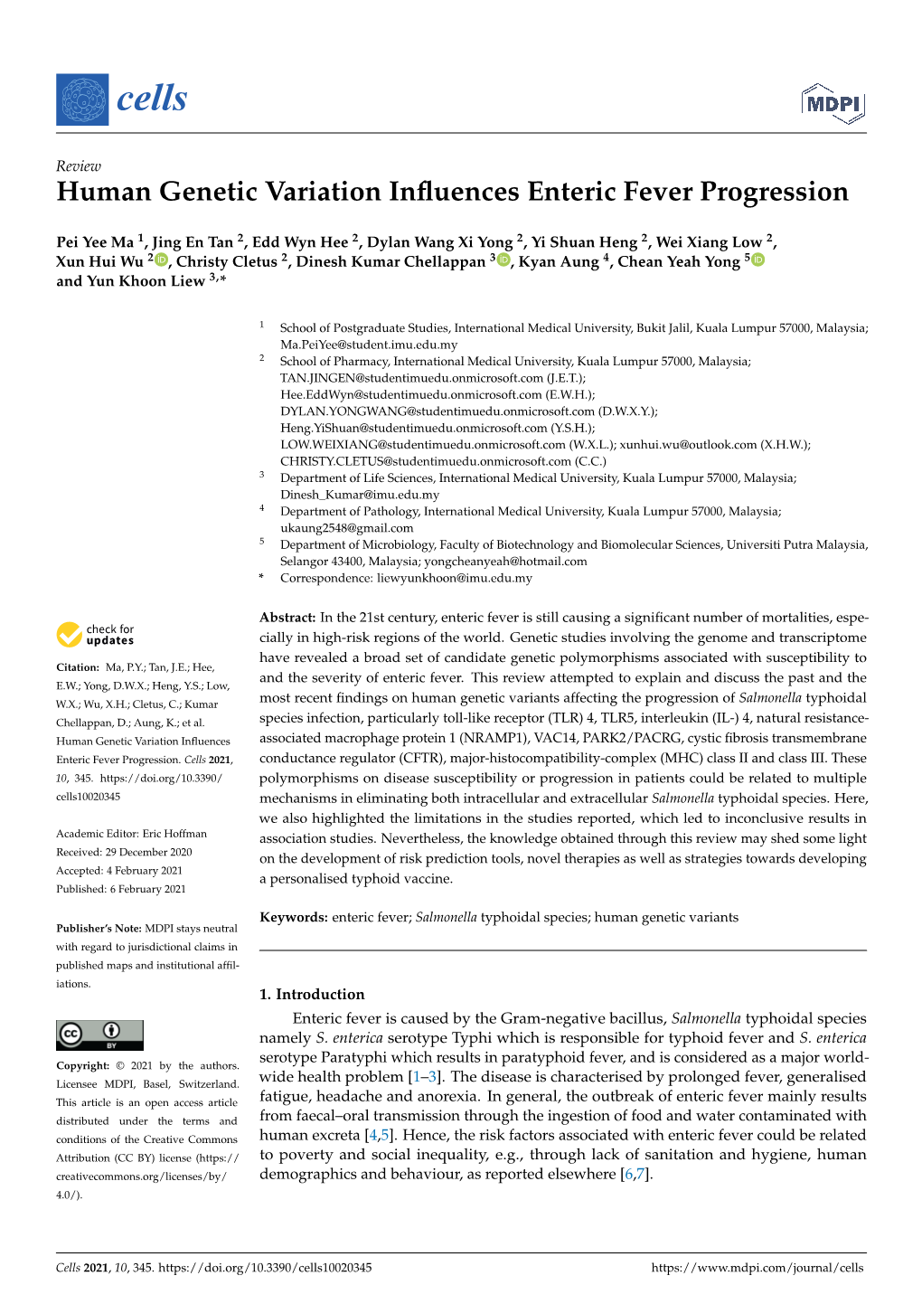 Human Genetic Variation Influences Enteric Fever Progression