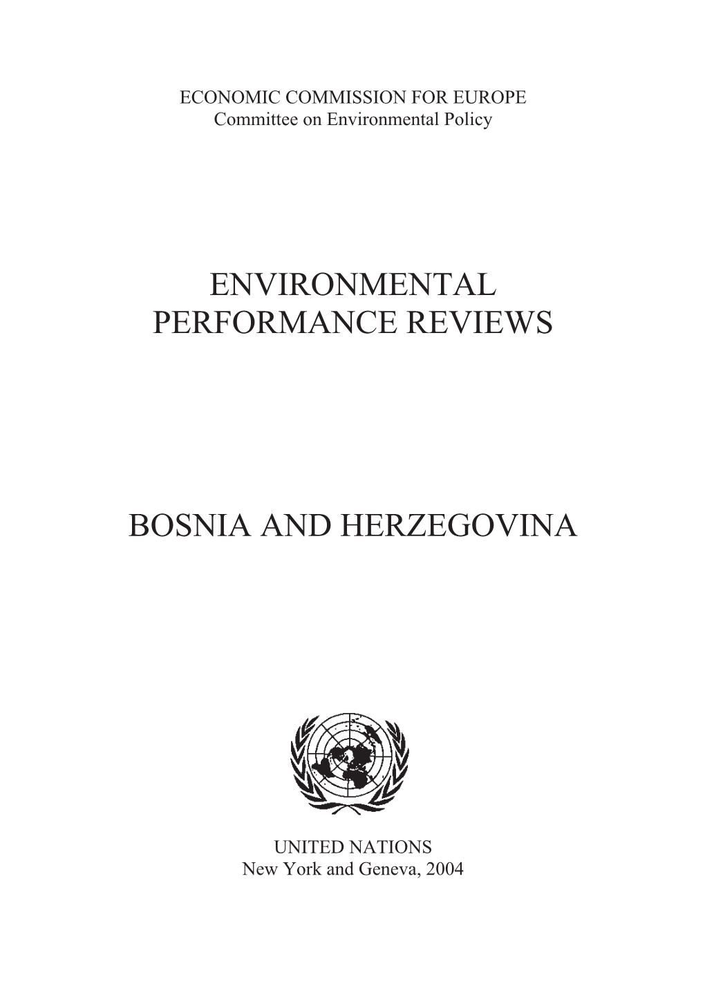 Environmental Performance Reviews Bosnia And