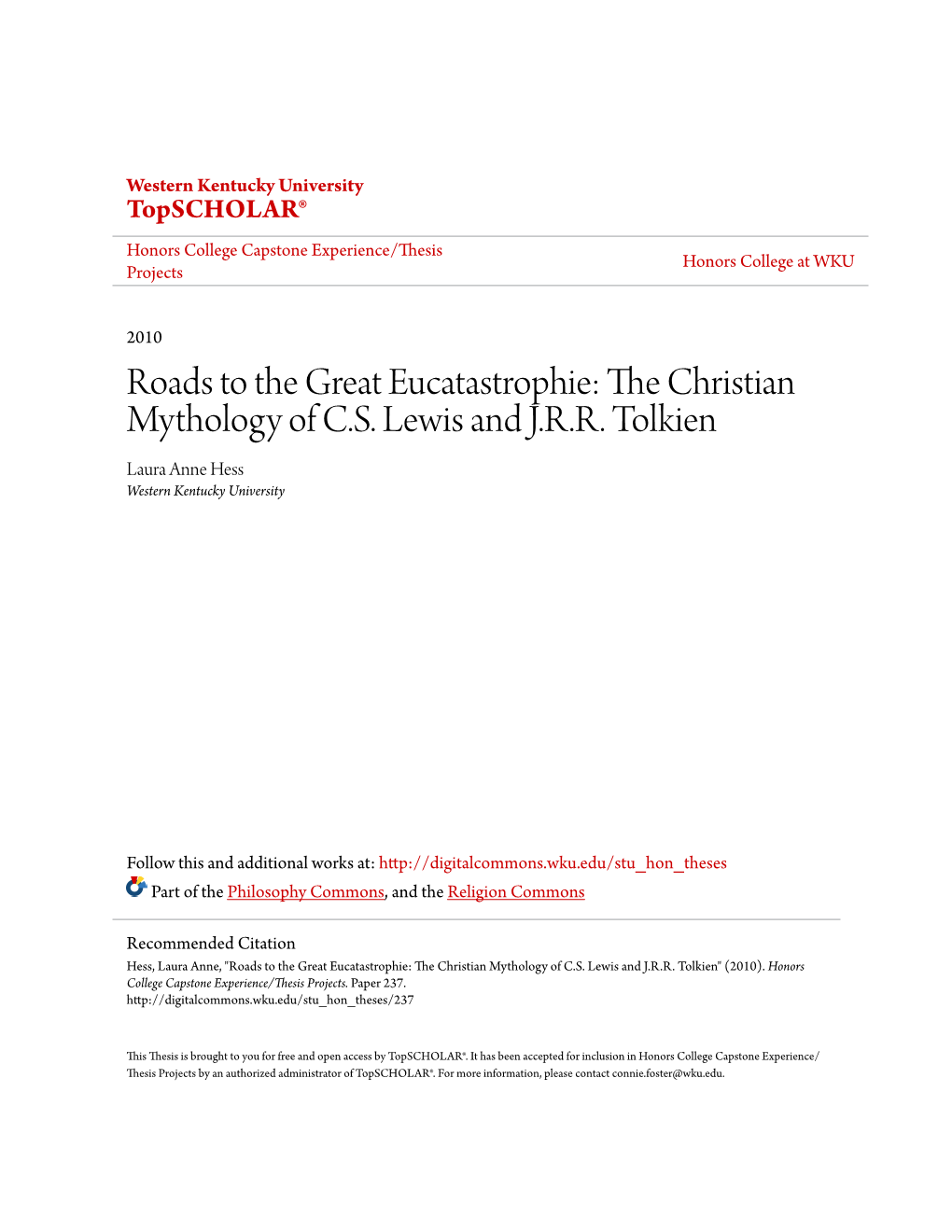 The Christian Mythology of CS Lewis and JRR Tolkien