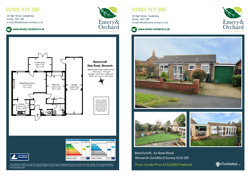 Beechcroft, 1A New Road Wonersh Guildford Surrey GU5 0SF Price: Guide Price £410,000 Freehold