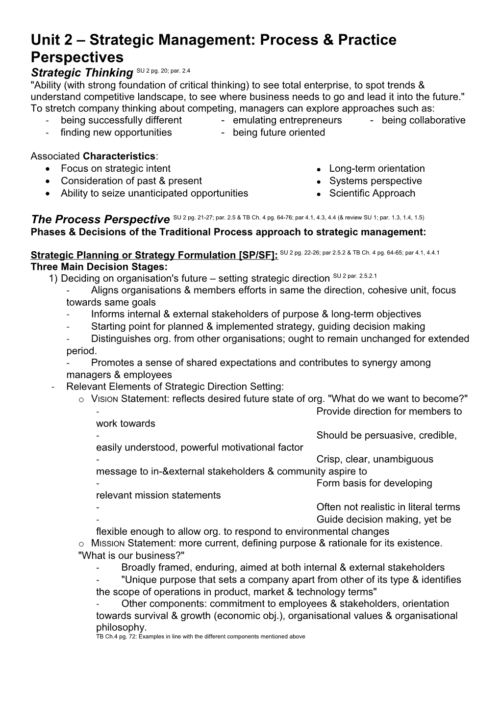 Unit 2 Strategic Management: Process & Practice Perspectives