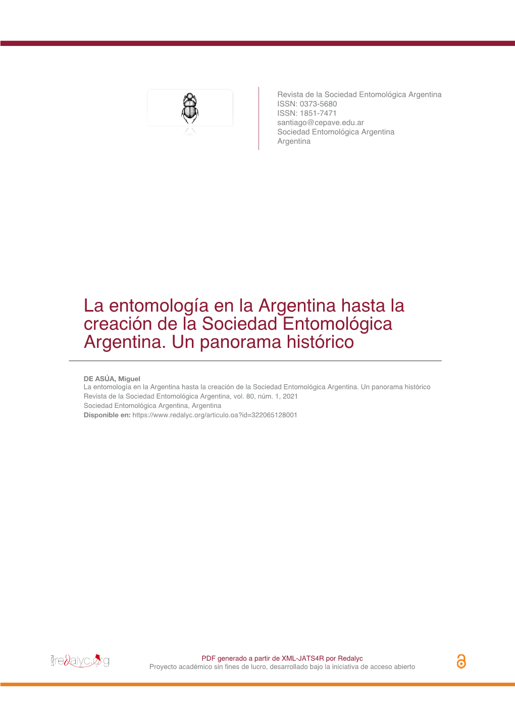 La Entomología En La Argentina Hasta La Creación De La Sociedad Entomológica Argentina