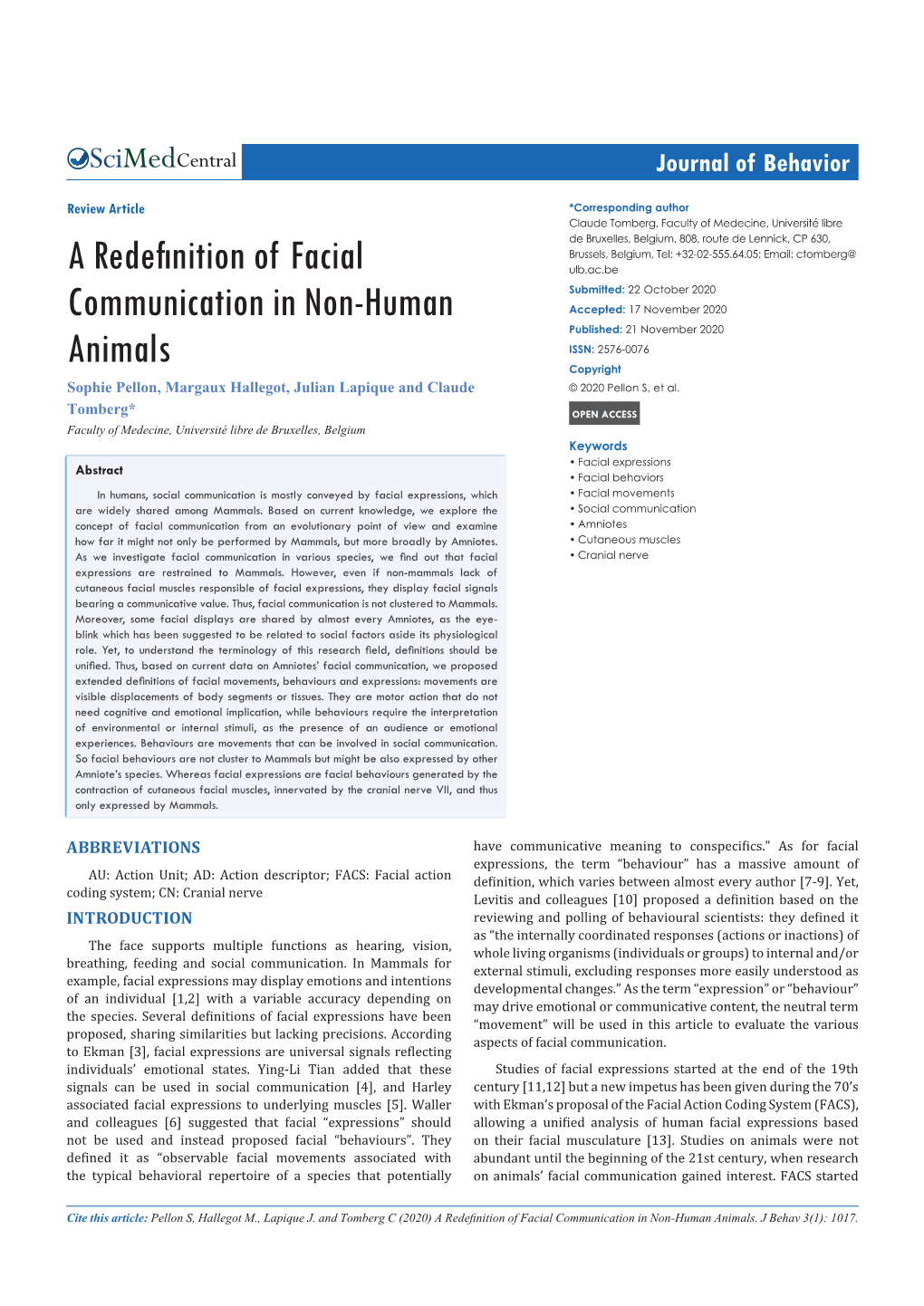 A Redefinition of Facial Communication in Non-Human Animals