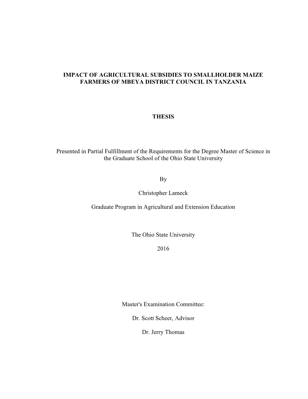 Impact of Agricultural Subsidies to Smallholder Maize Farmers of Mbeya District Council in Tanzania