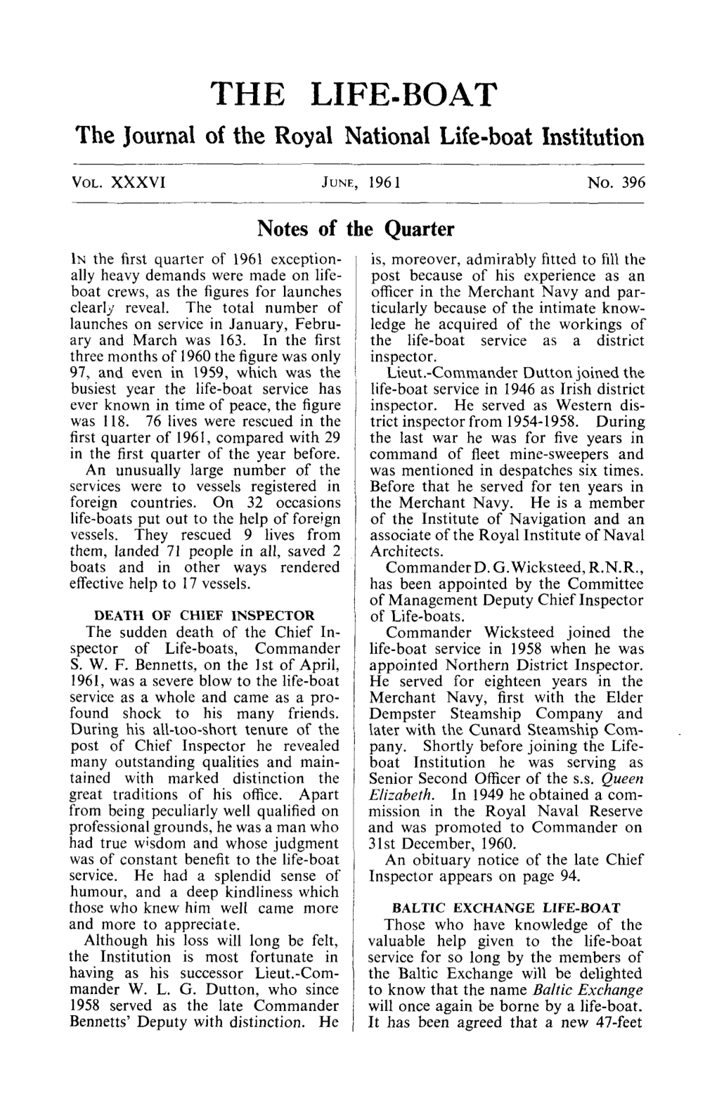 THE LIFE-BOAT the Journal of the Royal National Life-Boat Institution