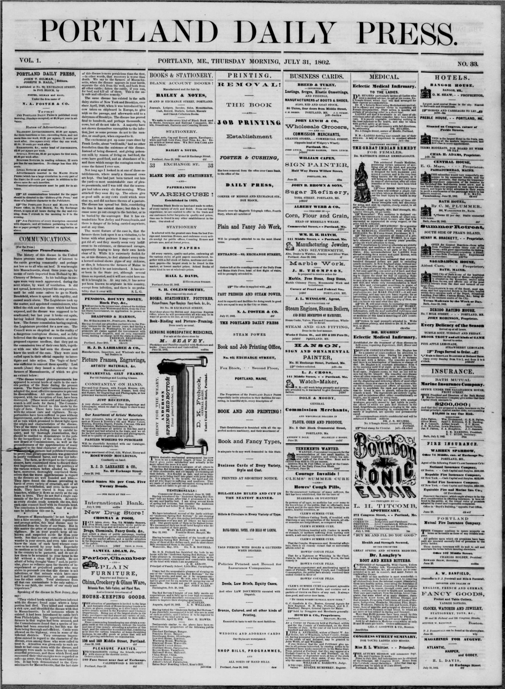 Portland Daily Press: July 31,1862