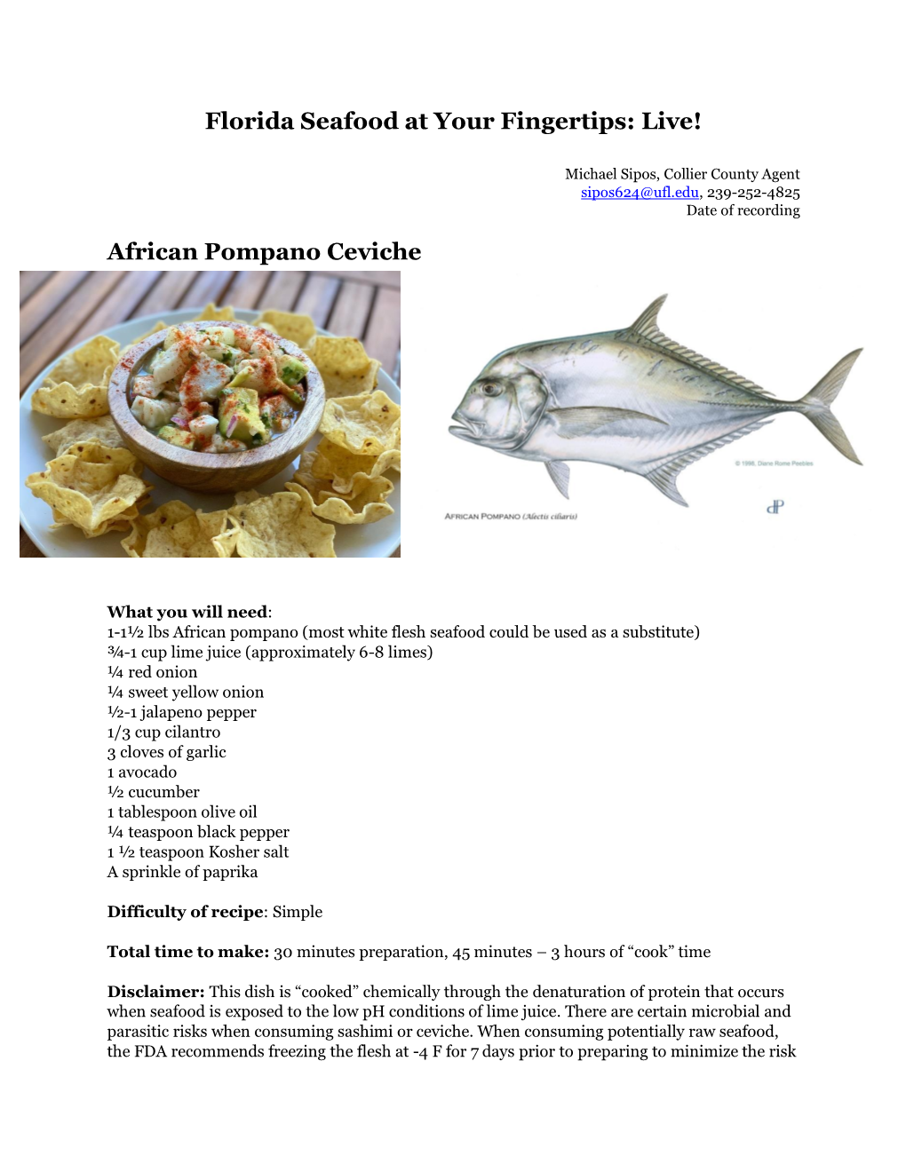 African Pompano Ceviche