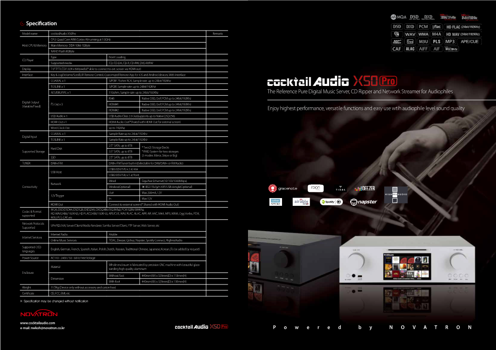 Specification the Reference Pure Digital Music Server, CD Ripper