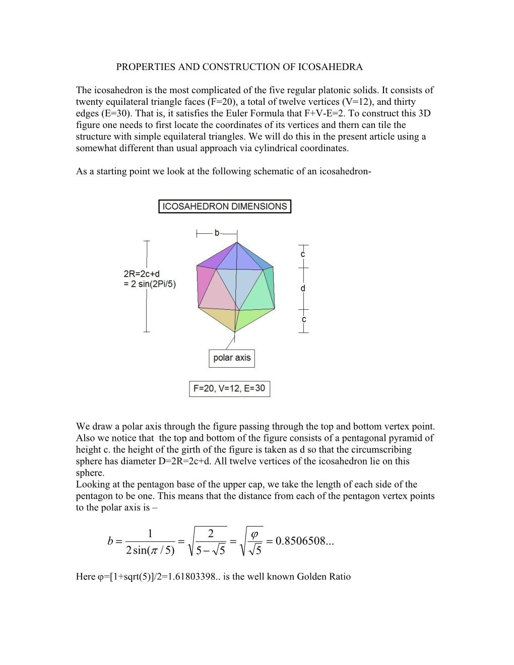 Icosahedron Is the Most Complicated of the Five Regular Platonic Solids